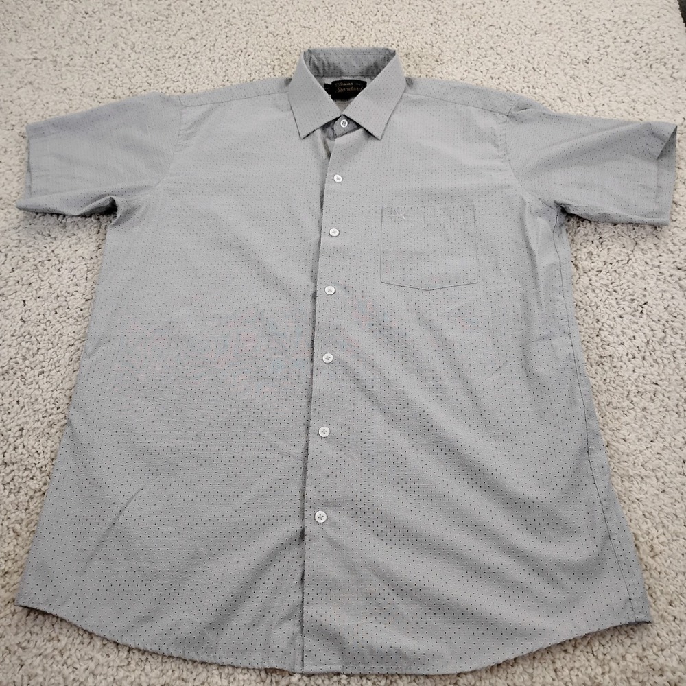 Texas Standard Shirt Mens Large Gray Geometric Button Pocket Casual Western A1